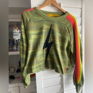 Aviator nation, camouflage, crewneck with lightning bolt. Excellent condition!
